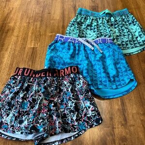 3 pack under armor sports shorts. youth medium.